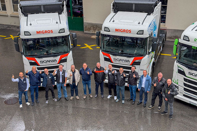 Cinq camions Scania à hydrogène entrent en phase d’exploitation pratique en Suisse